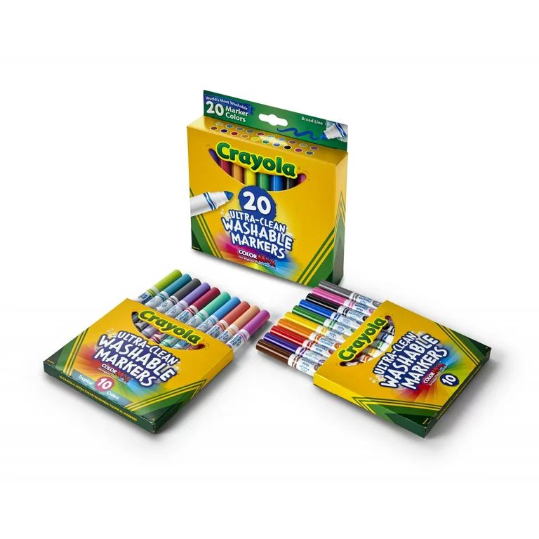 Crayola Ultra-Clean Washable Broad Line Markers, School Supplies, 20 Count, Classic Colors - Walm... | Walmart (US)