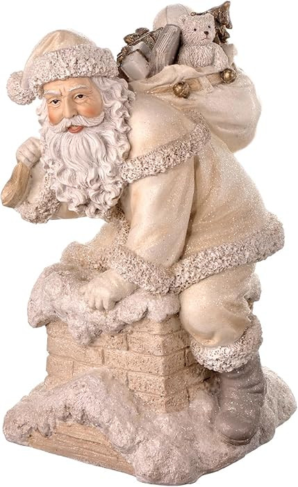 One Holiday Way 9-Inch Elegant White Santa Claus on Chimney Figurine with Bag of Toys - Vintage I... | Amazon (US)
