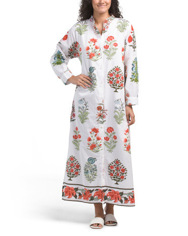 Block Print Floral Long Sleeve Maxi Dress | TJ Maxx
