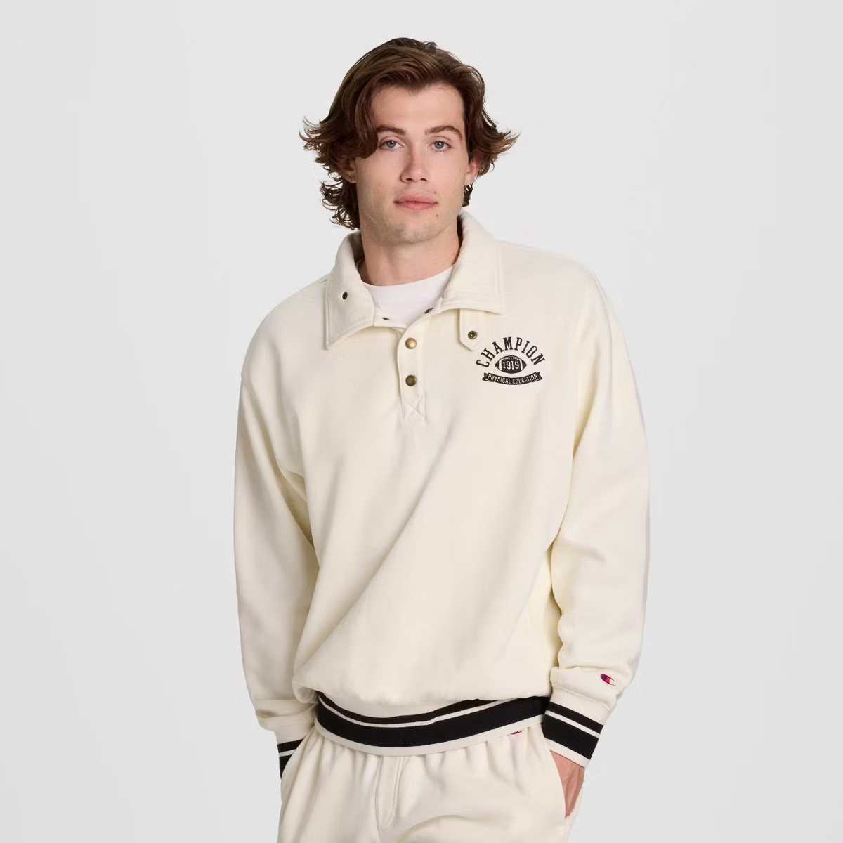 Champion Men's Snap Mock Neck Sweatshirt | Target