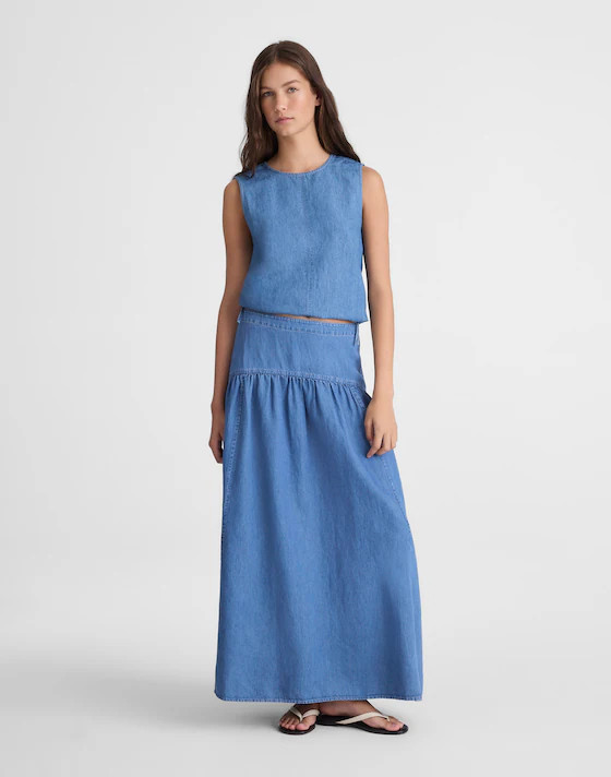 Cinched Shell Top in Cotton-Linen Denim | Madewell