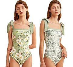 Women Double-Sided Floral One Piece Swimsuits Reversible Tie Shoulder Monokini Tummy Control Bath... | Amazon (US)