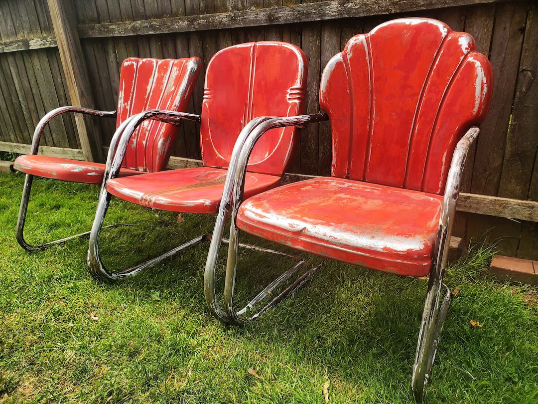 Mid Century Steel Garden Chairs/ Arvin Metal Lawn Chairs/ - Etsy | Etsy (US)