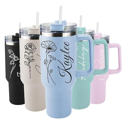 Elemtansy Personalized 40 Oz Tumbler with Handle and Straw, Custom Insulated Stainless Steel Tumb... | Amazon (US)