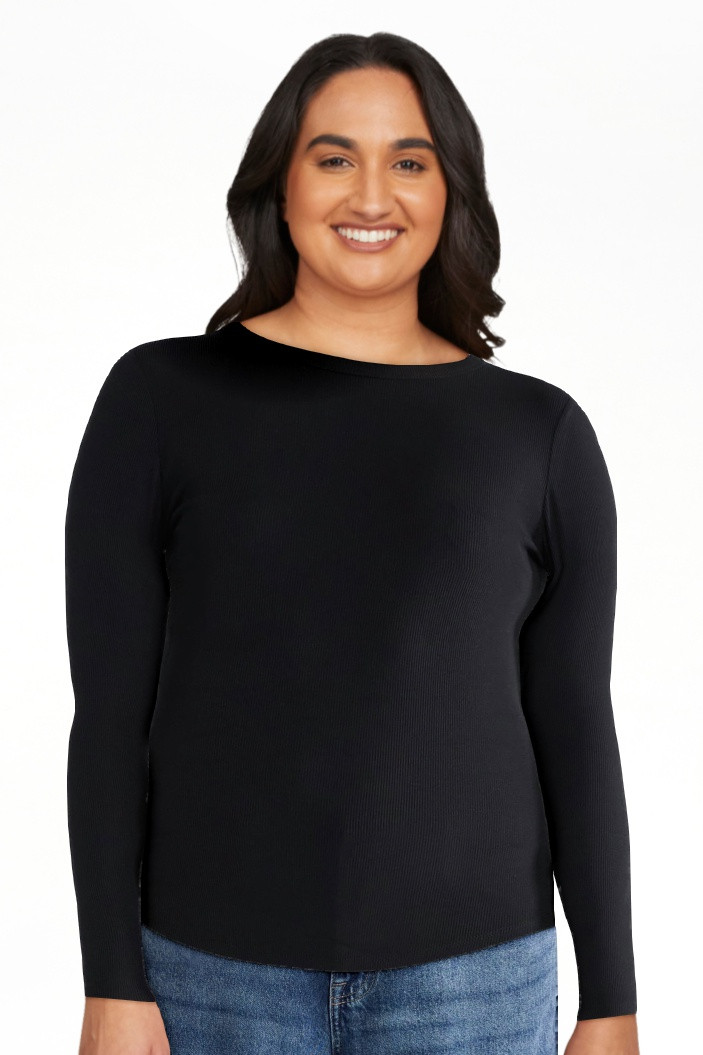 No Boundaries Ribbed Crewneck Tee with Long Sleeves, 1 or 2-Pack, Women's & Women's Plus XXS-XXL | Walmart (US)