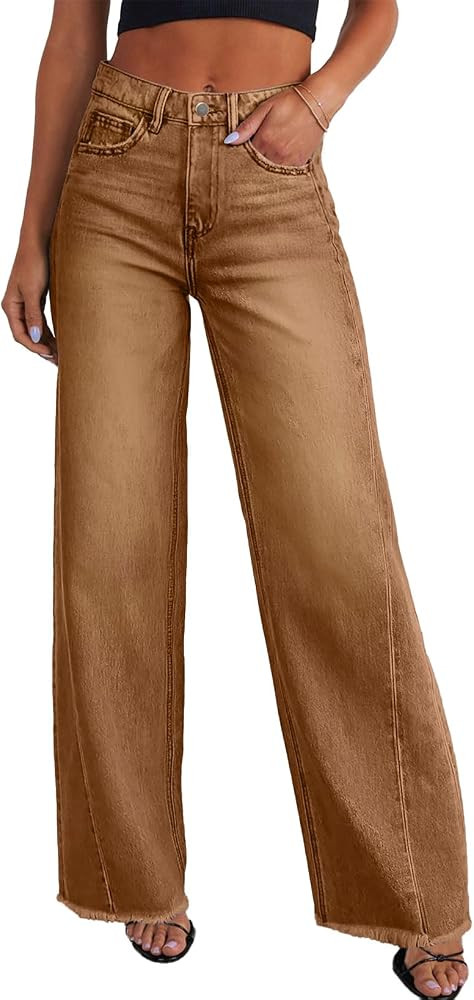 Sidefeel Women's Wide Leg Jeans High Waisted Stretchy Denim Pants | Amazon (US)