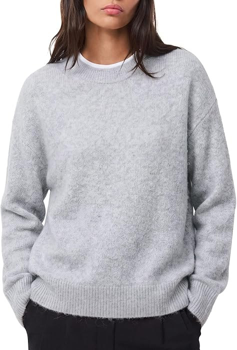 SUUKSESS Women Fuzzy Knit Oversized Crew Neck Long Sleeve Pullover Sweater | Amazon (US)
