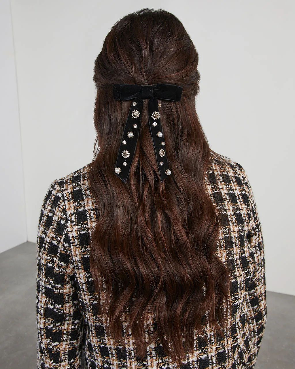 Valerie Velvet Embellished Hair Bow Clip | VICI Collection