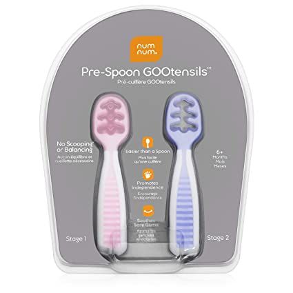 Amazon.com: NumNum Pre-Spoon GOOtensils | Baby Spoon Set (Stage 1 + Stage 2) | BPA Free Silicone ... | Amazon (US)