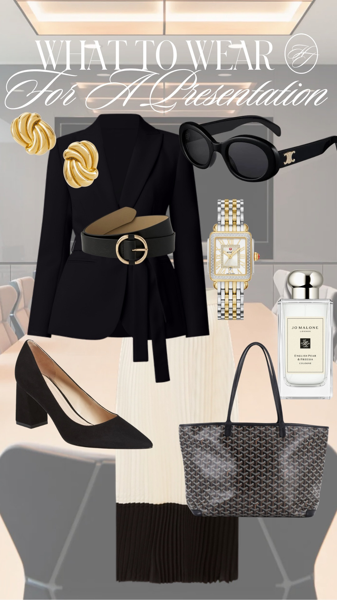 For the days when you need your outfit to work just as hard as you do. 💼✨

This look is perfect for presentations, client meetings, interviews, or any day you want to walk into a room feeling confident. The structured blazer creates a powerful silhouette, while the pleated midi skirt adds movement and sophistication. Finished with classic pumps and gold accessories, it's the definition of polished professionalism.

#WorkwearStyle #OfficeFashion #PresentationOutfit #CorporateStyle #ProfessionalWardrobe #LTKWorkwear