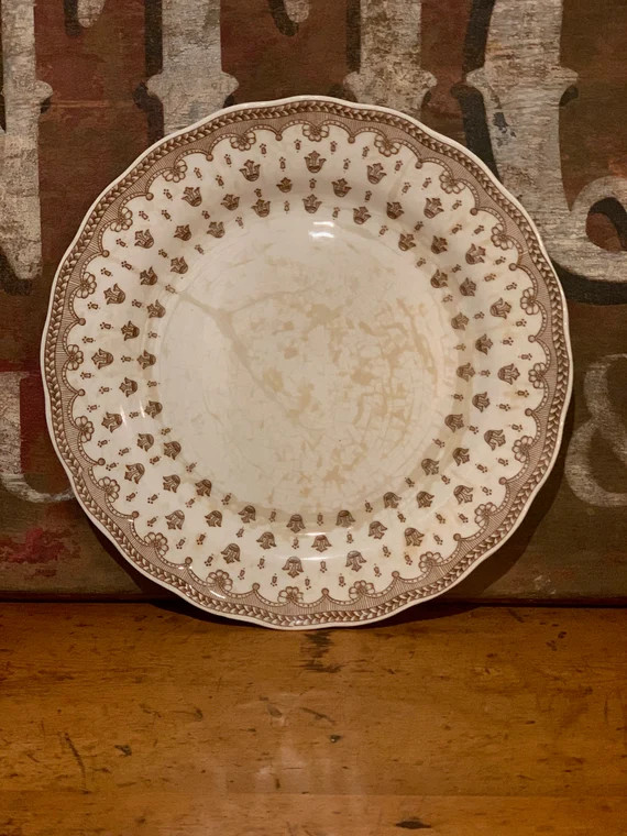 Stunning Brown & White Transfer Ware Plate - Etsy | Etsy (US)