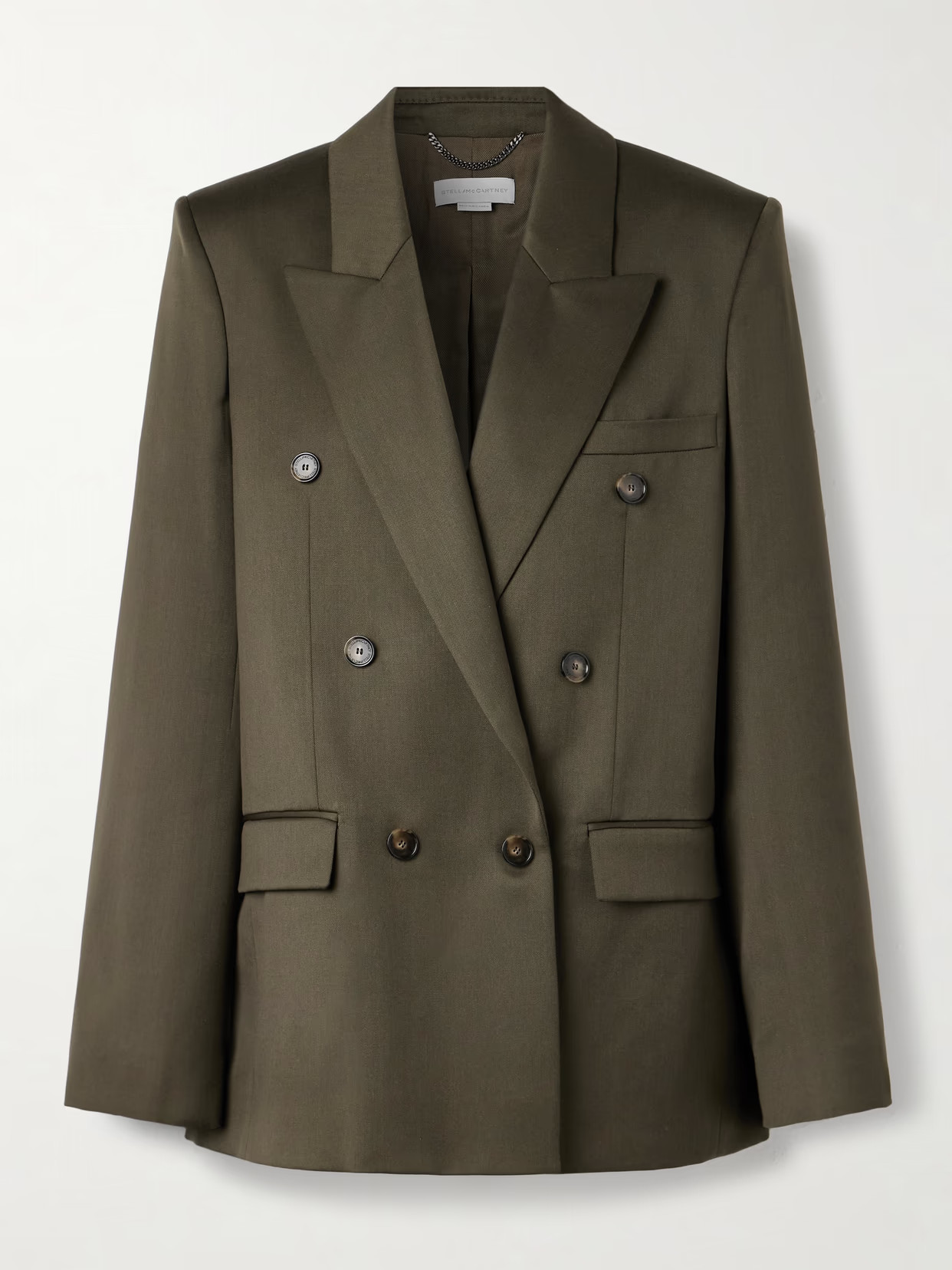 Stella McCartney - Double-breasted Wool-crepe Blazer - Green | NET-A-PORTER (US)