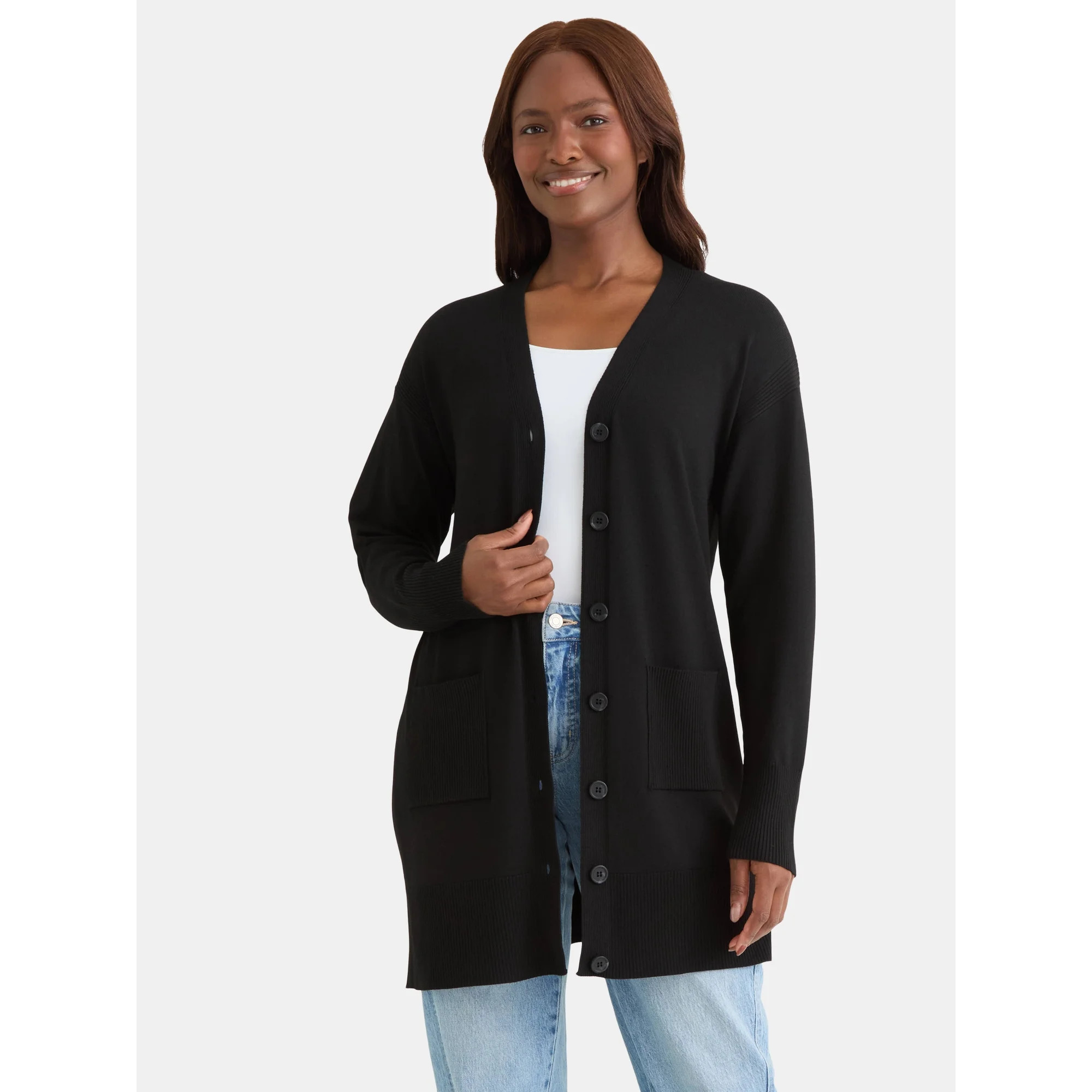 Time and Tru Women’s Button Front Cardigan, Sizes XS-3XL | Walmart (US)