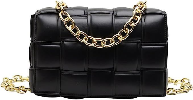 BODYMART Luxury Women's Shoulder Bag Woven Leather Flap Bag for Women 2022 Designer Handbag Thick... | Amazon (US)