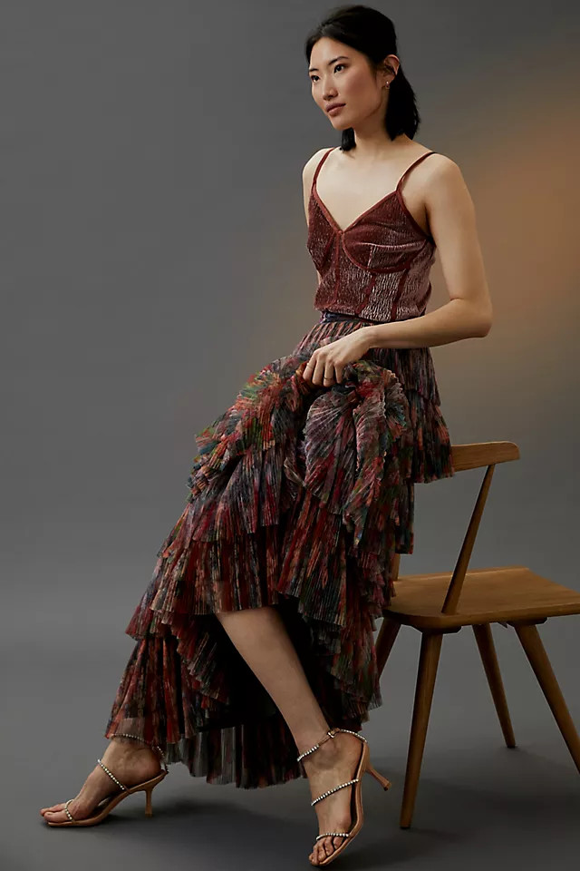 Pleated Tiered Maxi Skirt | Anthropologie (US)