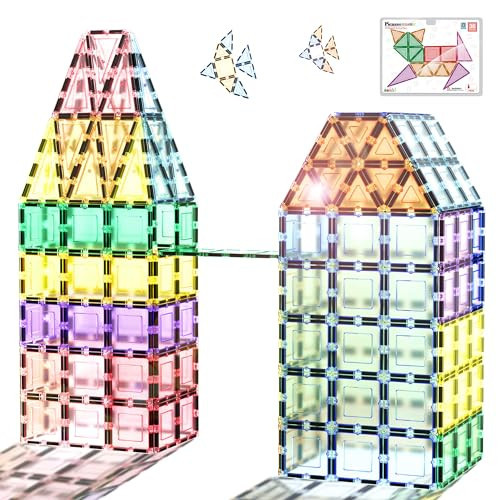 PicassoTiles 36pc Magnet Tile Building Block Set Magnetic Construction Square Triangle Tiles Toy Kit Sparking Creativity Geometric Shapes STEM Educational Learning Brain Development Kids Ages 3+ PB36 | Amazon (CA)