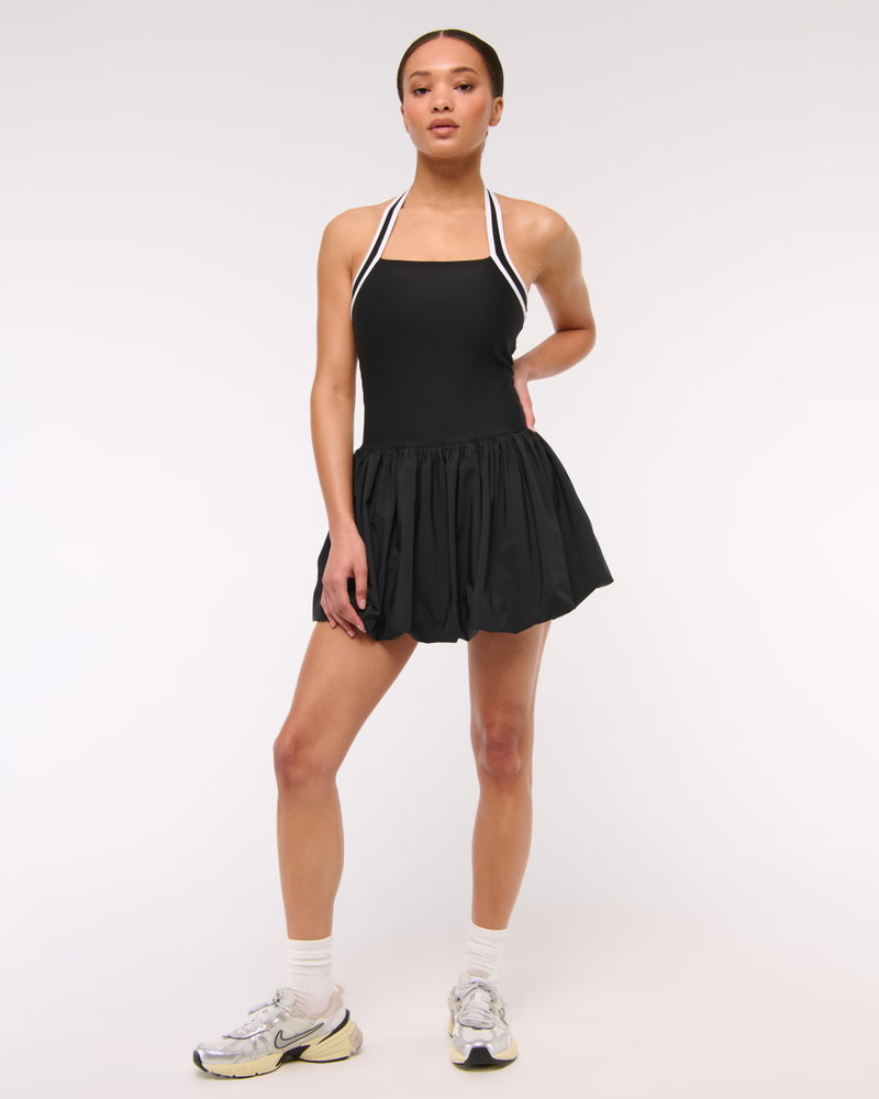 YPB motionTEK Halter Bubble Hem Mini Dress | Abercrombie & Fitch (US)
