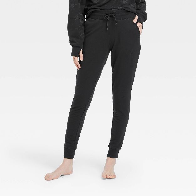 Women&#39;s Mid-Rise French Terry Joggers - All in Motion&#8482; BlackM | Target