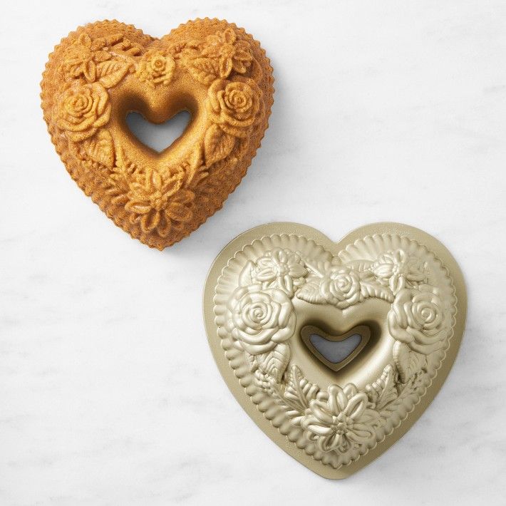 Nordic Ware Nonstick Cast Aluminum Floral Heart Bundt Pan | Williams-Sonoma