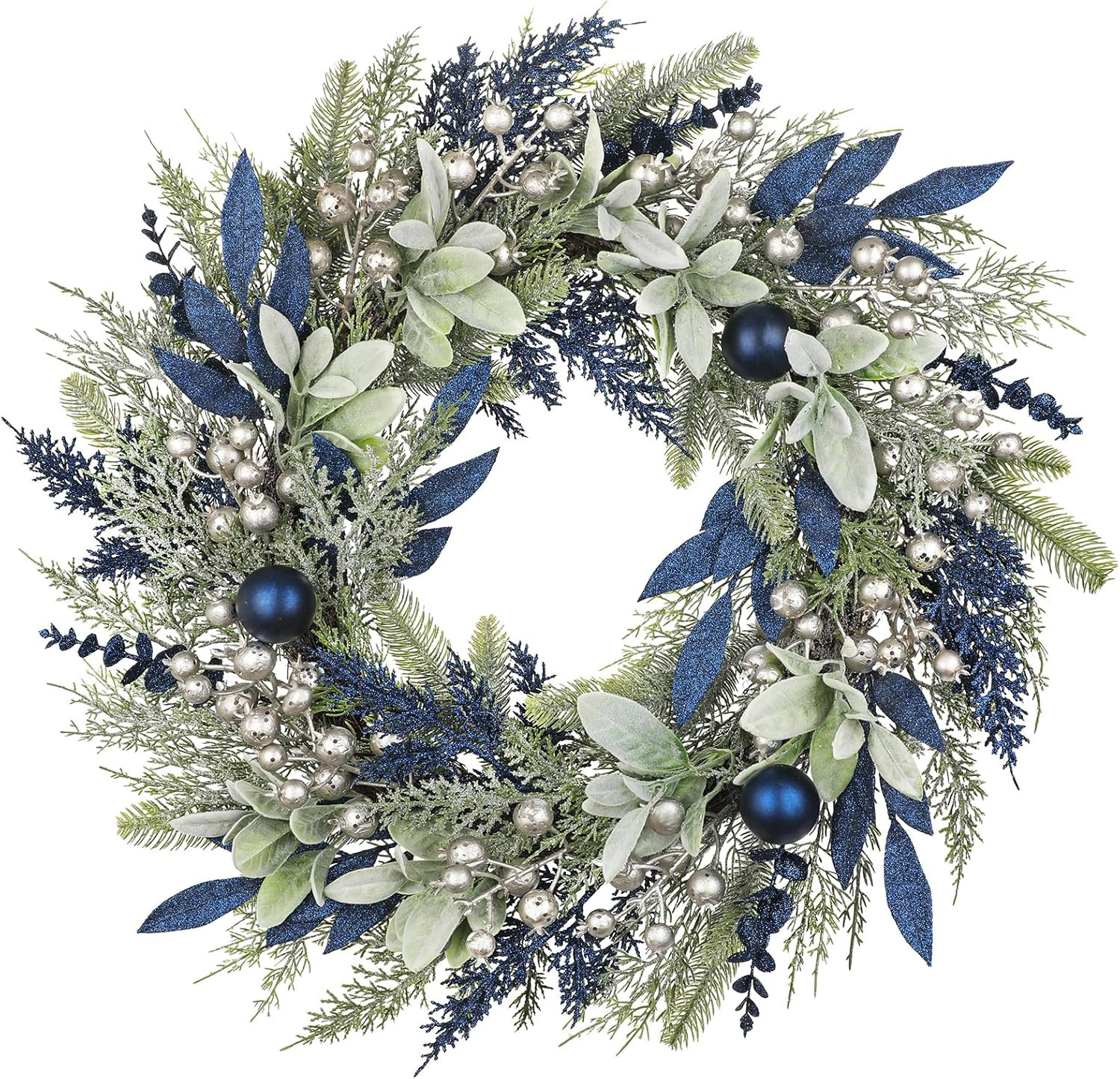 26 Inch Artificial Christmas Wreath for Front Door Christmas Wreath with Pine Needles Berries Blu... | Amazon (US)