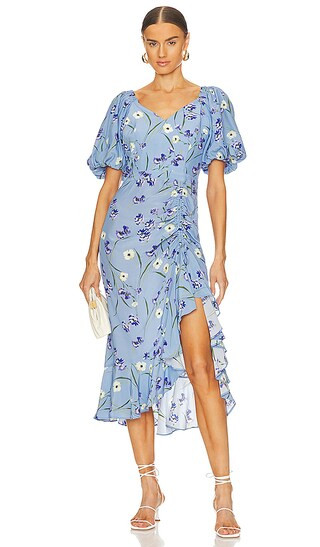 Lenora Midi Dress in Meadow Mist Blue | Revolve Clothing (Global)