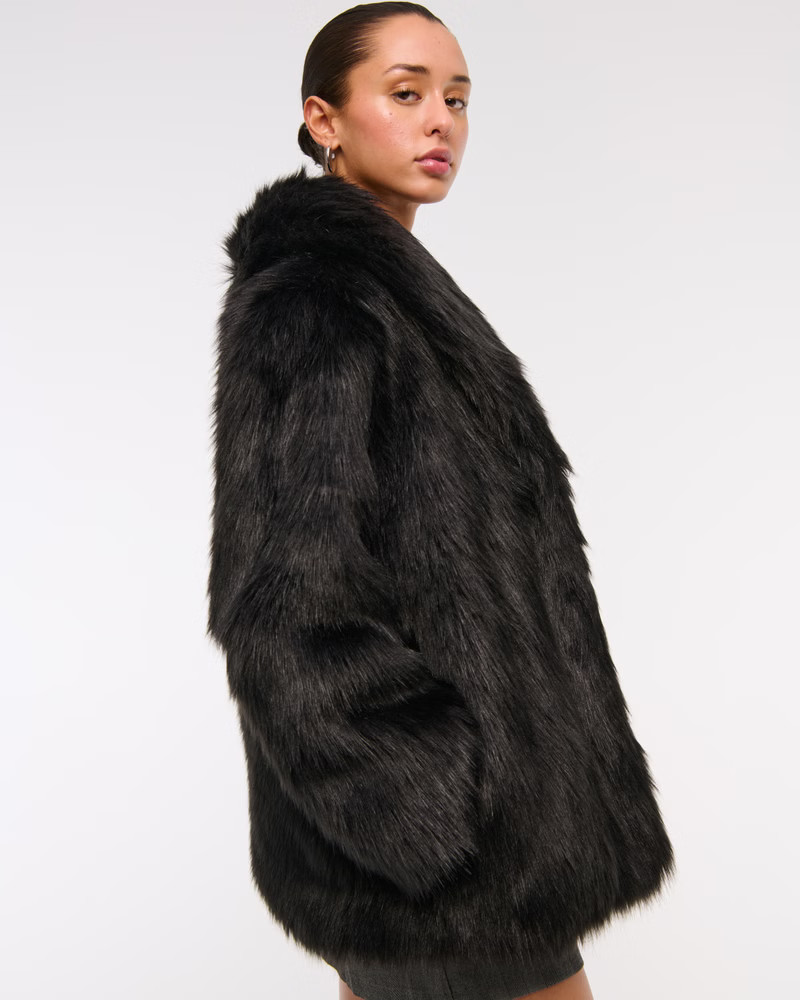 Shawl Collar Faux Fur Coat | Abercrombie & Fitch (US)