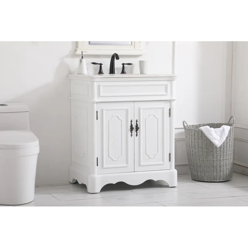 Oakhur 30'' Free-standing Single Bathroom Vanity with Marble Vanity Top | Wayfair North America