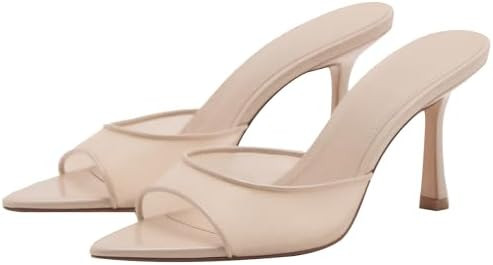 YIYA Women's Open Pointed Peep Toe Mules Kitten Heels Stiletto High Heels Slide Sandals Summer Sl... | Amazon (US)