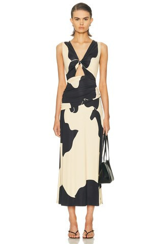 Johanna Ortiz Horizonte Mistico Ankle Dress in Black,Beige | FWRD 