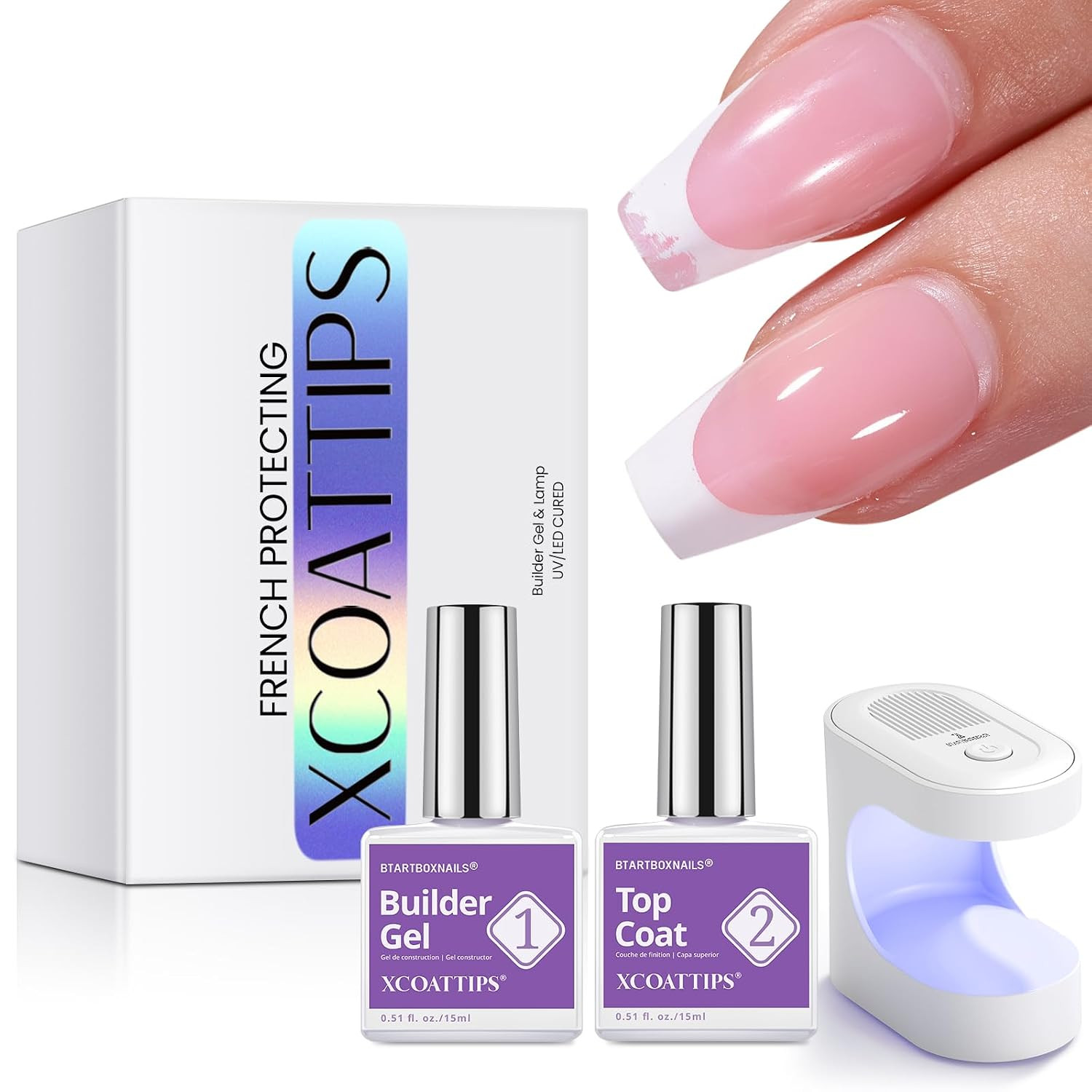 BTArtboxnails Builder Gel Set - Builder Gel Top Coat & Lamp | Amazon (US)