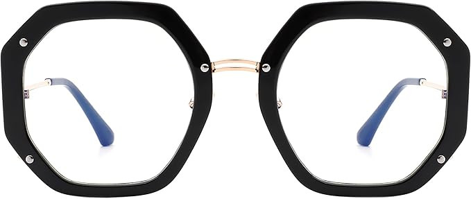 PASTL Women's Clear Lens Glasses Oversized Octagon Shape UV Blue Light Filter | Amazon (US)