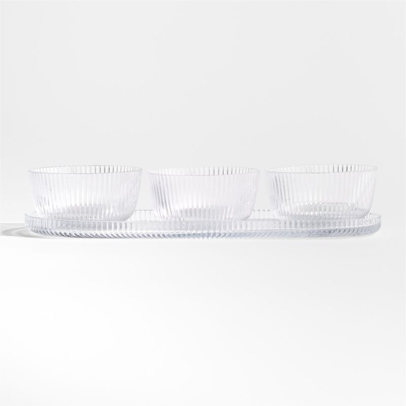 Atwell Glass Tray with Bowl Trio | Crate & Barrel | Crate & Barrel