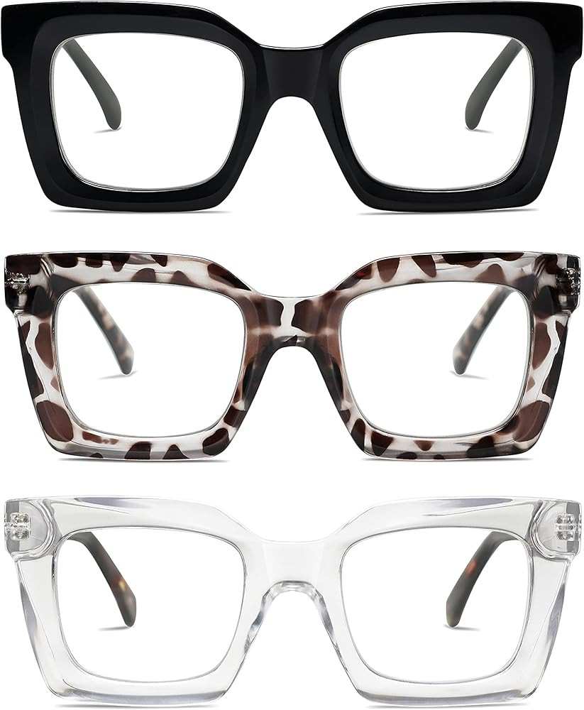 AMOMOMA Retro Oversized Square Reading Glasses for Women Men Blue Light Computer Thick Womens Rea... | Amazon (US)