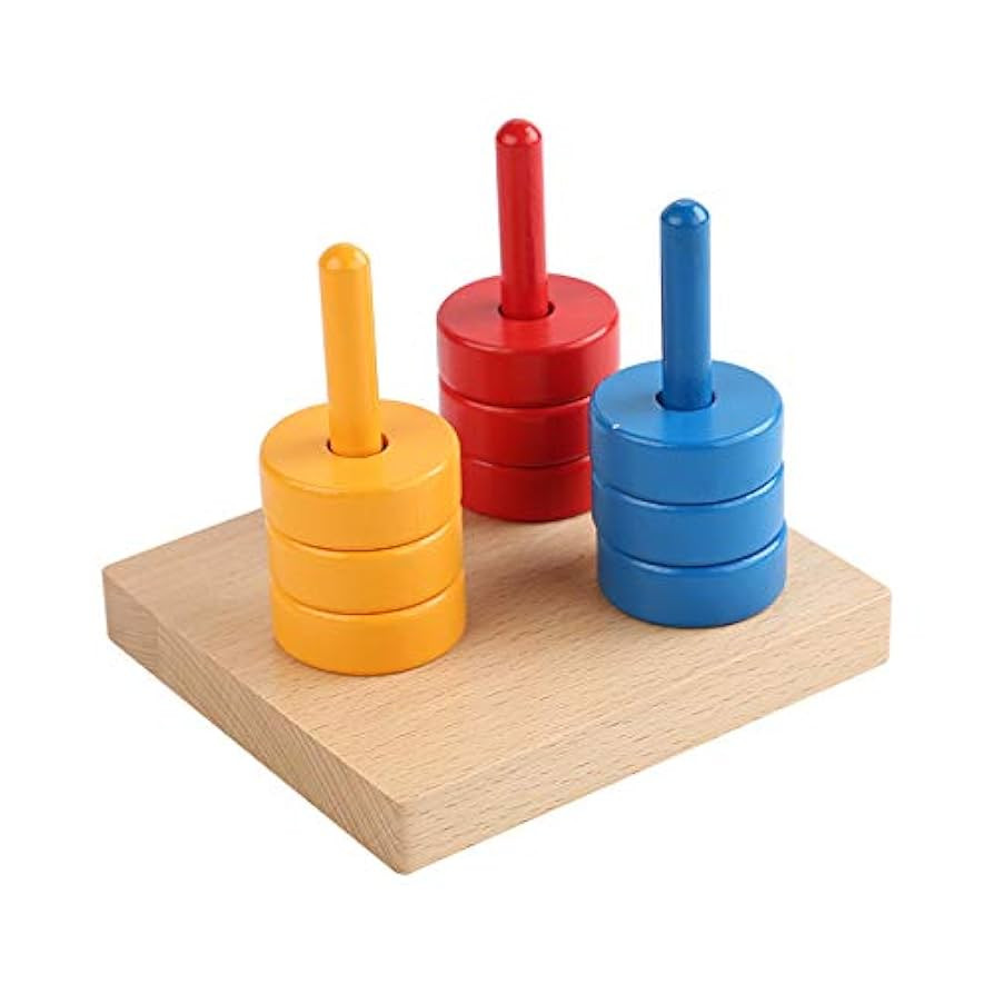 Adena Montessori Sorting Stacking Toy for Toddlers Colored Discs on 3 Colored Dowels | Amazon (US)