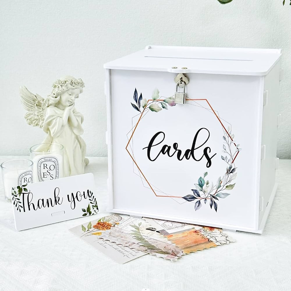 GUDELAK White Wedding Card Box with Lock - PVC Gift Box for Wedding Reception & Party Decorations | Amazon (UK)