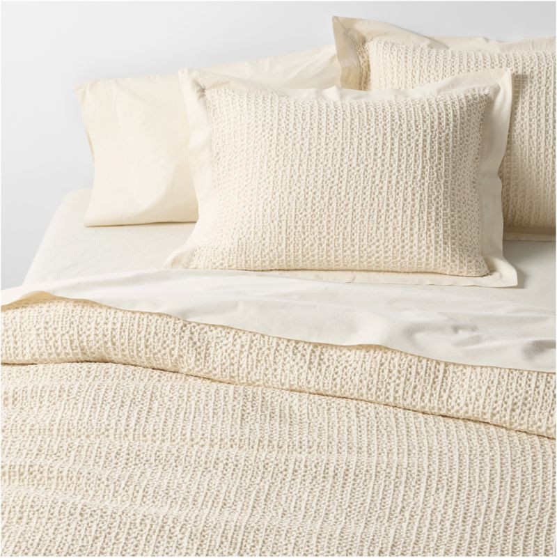 Organic Cotton Waffle Undyed King Duvet Cover + Reviews | Crate & Barrel | Crate & Barrel