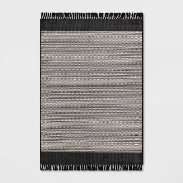 Outdoor Rug Striped Fringe Black - Project 62™ | Target