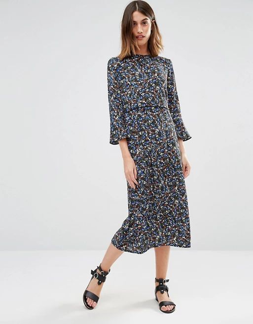 Warehouse Ditsy Floral Midi Dress | ASOS US