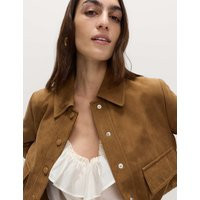 M&S Women's Suedette Trucker Jacket - 20 - Tan, Tan | Marks & Spencer (UK)