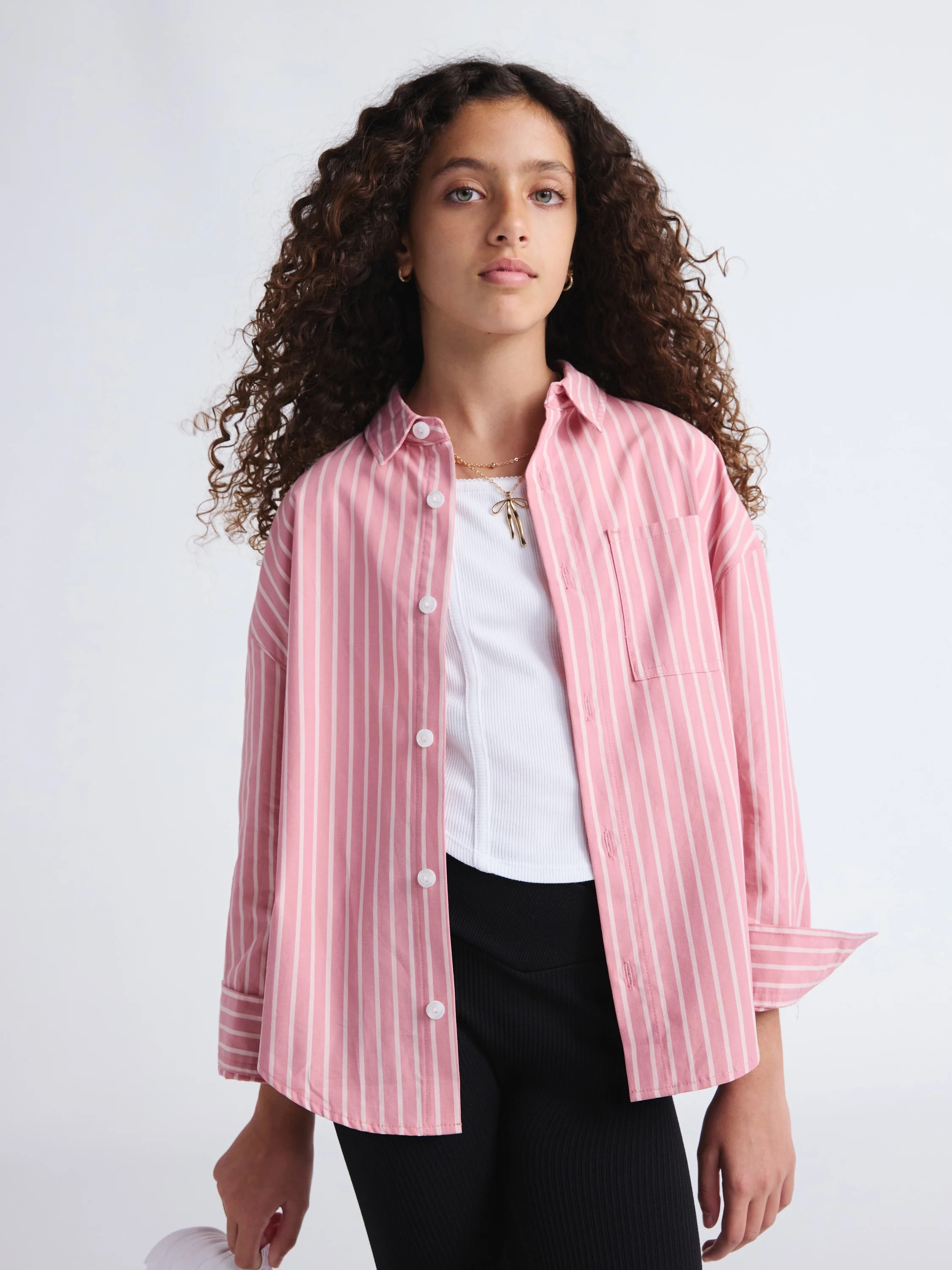 Weekend Academy Girls Long Sleeve Button Down Top, Sizes 4-18 - Walmart.com | Walmart (US)