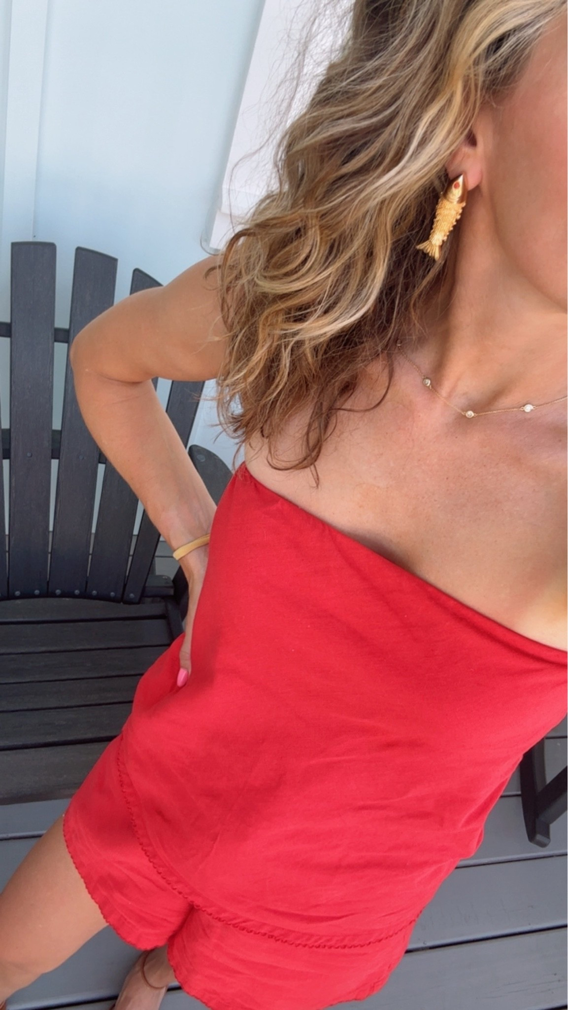 Red linen set perfect for summer holiday or easy matching set. Wearing xs