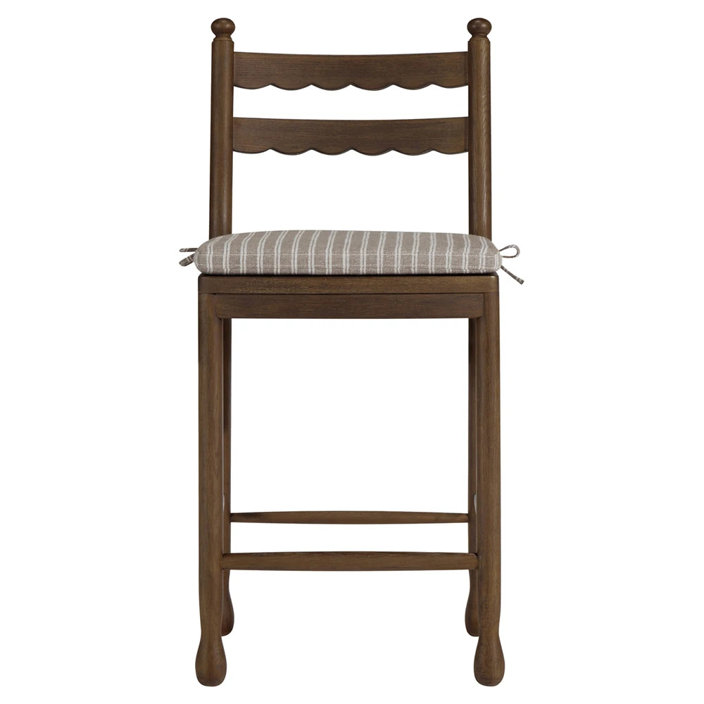 Declan Updated Traditional Dark Brown Oak Counter Stool | Kathy Kuo Home