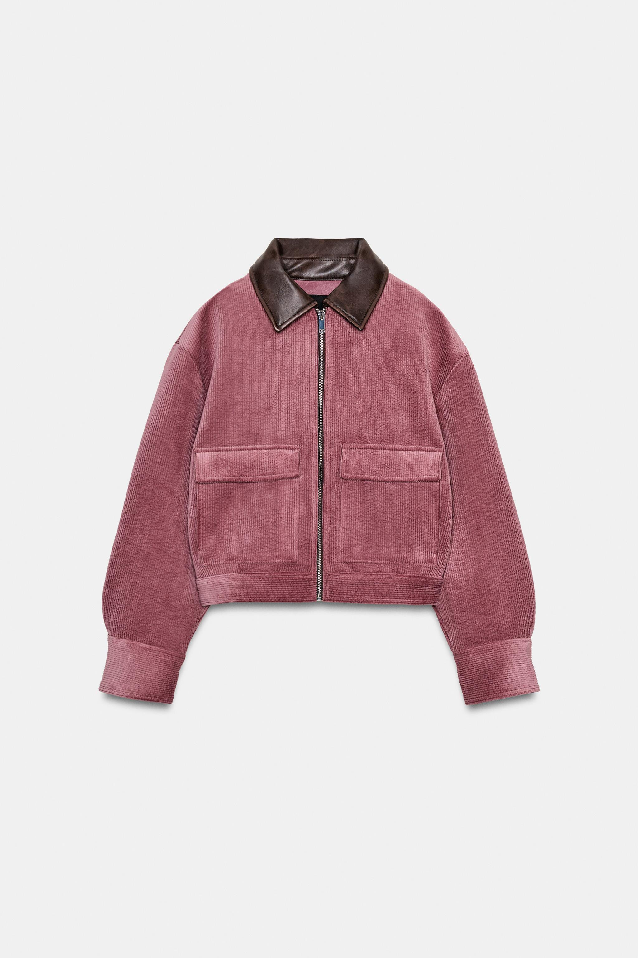 CORDUROY JACKET WITH FAUX LEATHER COLLAR | Zara US