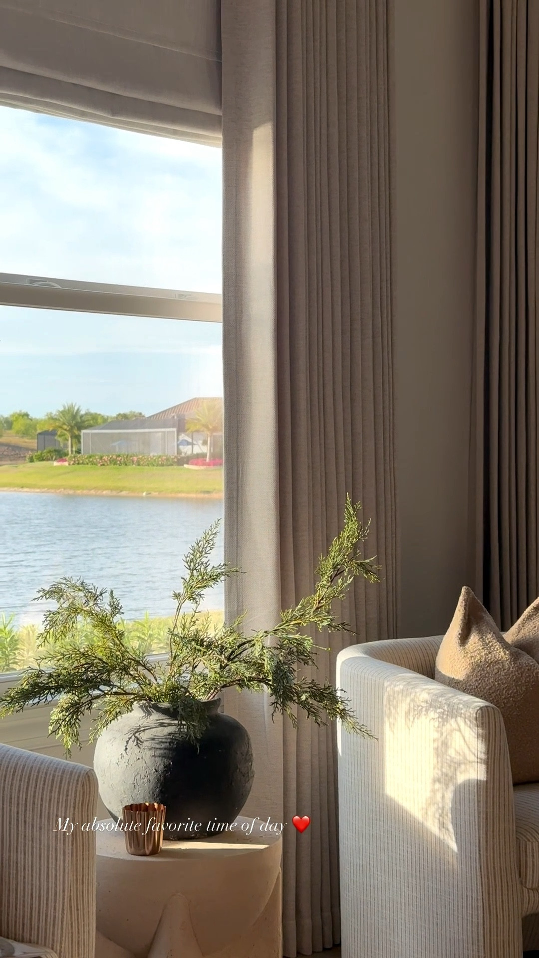 My favorite tome of day.. looks even better with my new beautiful curtains!! ❤️



#bedroom #bedroomdecor #cozyhome #sittingarea #accentchairs #customcurtains #neutralhome #neutraldecor #curtains #customdrapes #cozyology #romanshades #neutralcurtains #bouclepillow 

#LTKHome