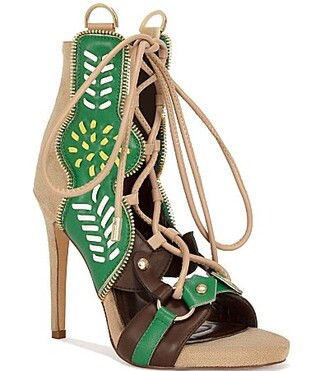 Azalea Wang Shainia Boho Lace Up Back Zip Bootie Sandals - 6.5 | Dillard's