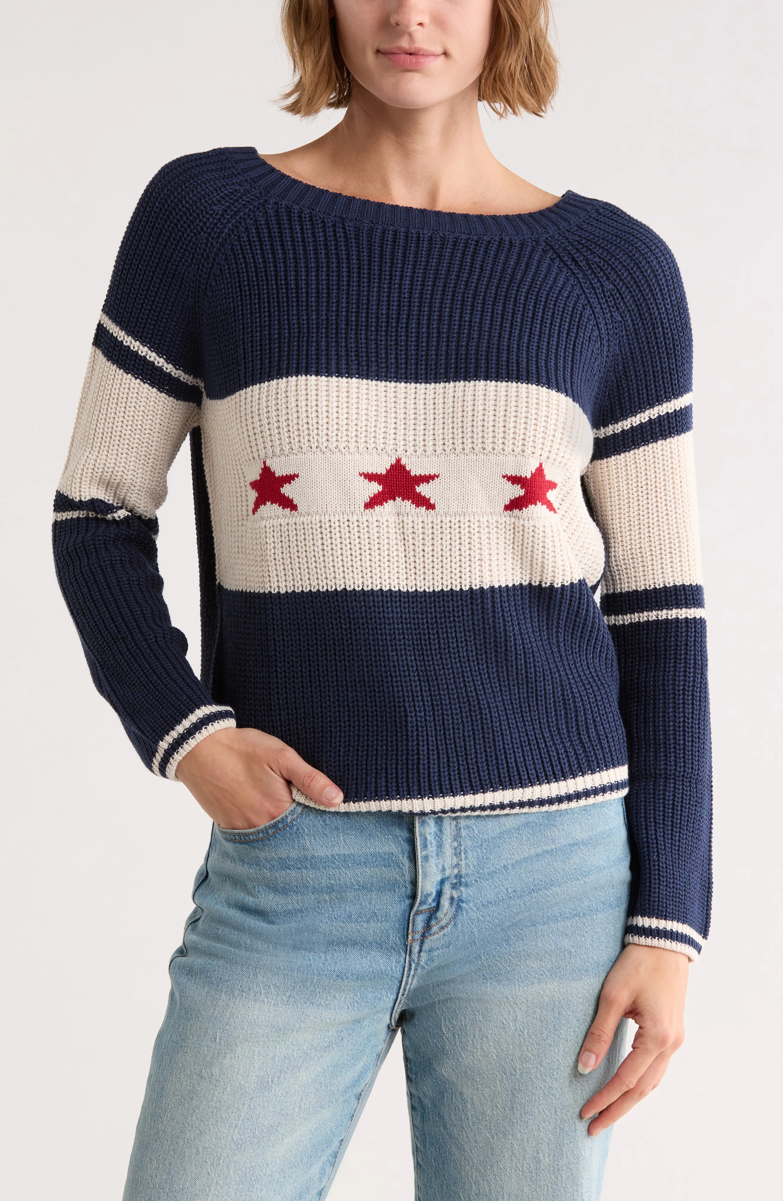 Vigoss Star Flag Sweater in Navy Combo at Nordstrom Rack, Size X-Large | Nordstrom Rack