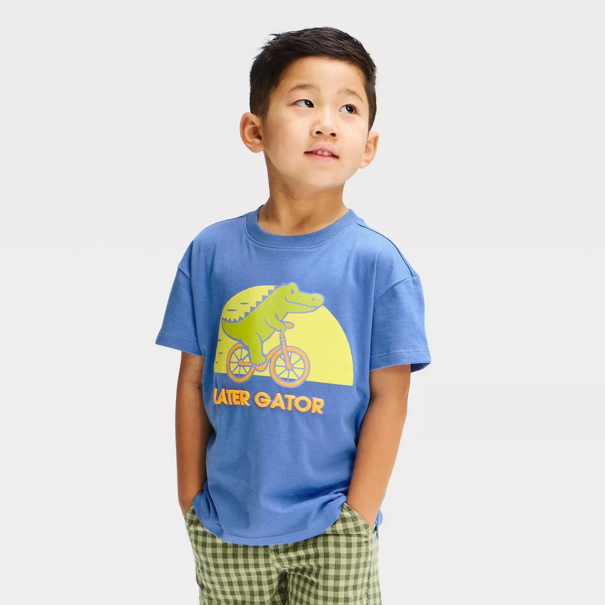 Toddler Boys' Short Sleeve Later Gator Oversized T-Shirt - Scavenger Hunt Blue 2T | Target