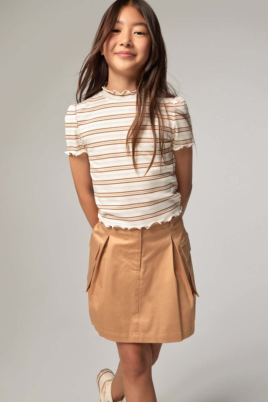 franki Striped Lettuce Edge Tee for Girls | Francesca's