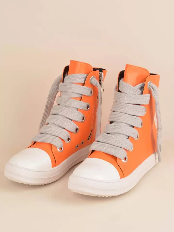Women Lace Up Zip Side High Top Skate Shoes, Sporty Outdoor Sneakers | SHEIN