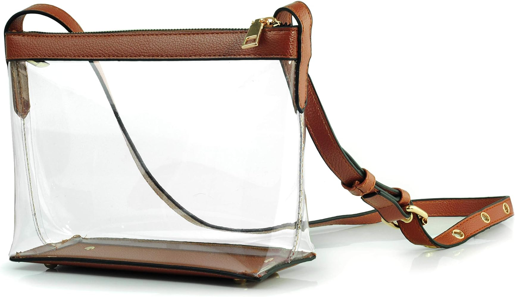 Clear Zipper Cross Body Bag with Vegan Leather Trim | Amazon (US)